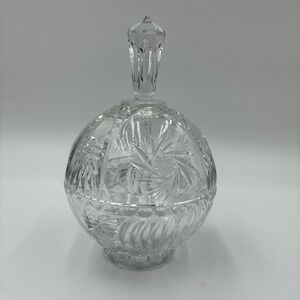 Vintage Lead Crystal Pedestal Candy Dish With Lid Large 10"